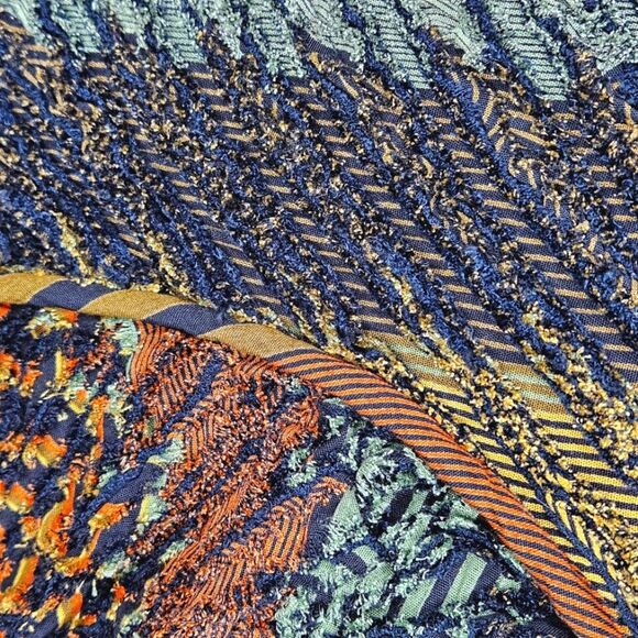 Sue Blue NY Boho Reversible Colorful Shirred Chenille Snap Front V-Neck Jacket - Picture 12 of 13